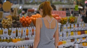 girl shopping supermarket groceries